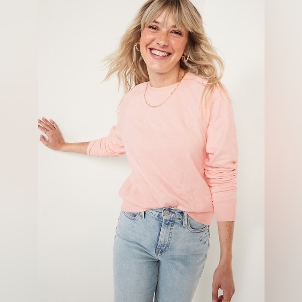 NWT! Old Navy Baby Pink Long-Sleeve Vintage Quilted Sweatshirt - Large 🔥